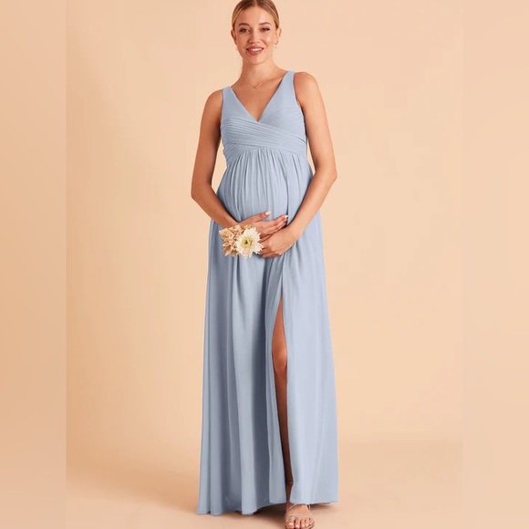 NWT Birdy Grey Dress LAURIE EMPIRE DRESS CHIFFON DUSTY BLUE Medium (Maternity) - Picture 7 of 7